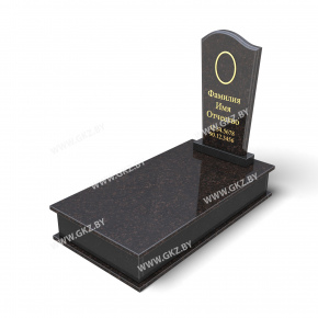 Вертикальный памятник из коричневого гранита с волнообразным верхом и закрытой надгробной плитой, модель ОК-6